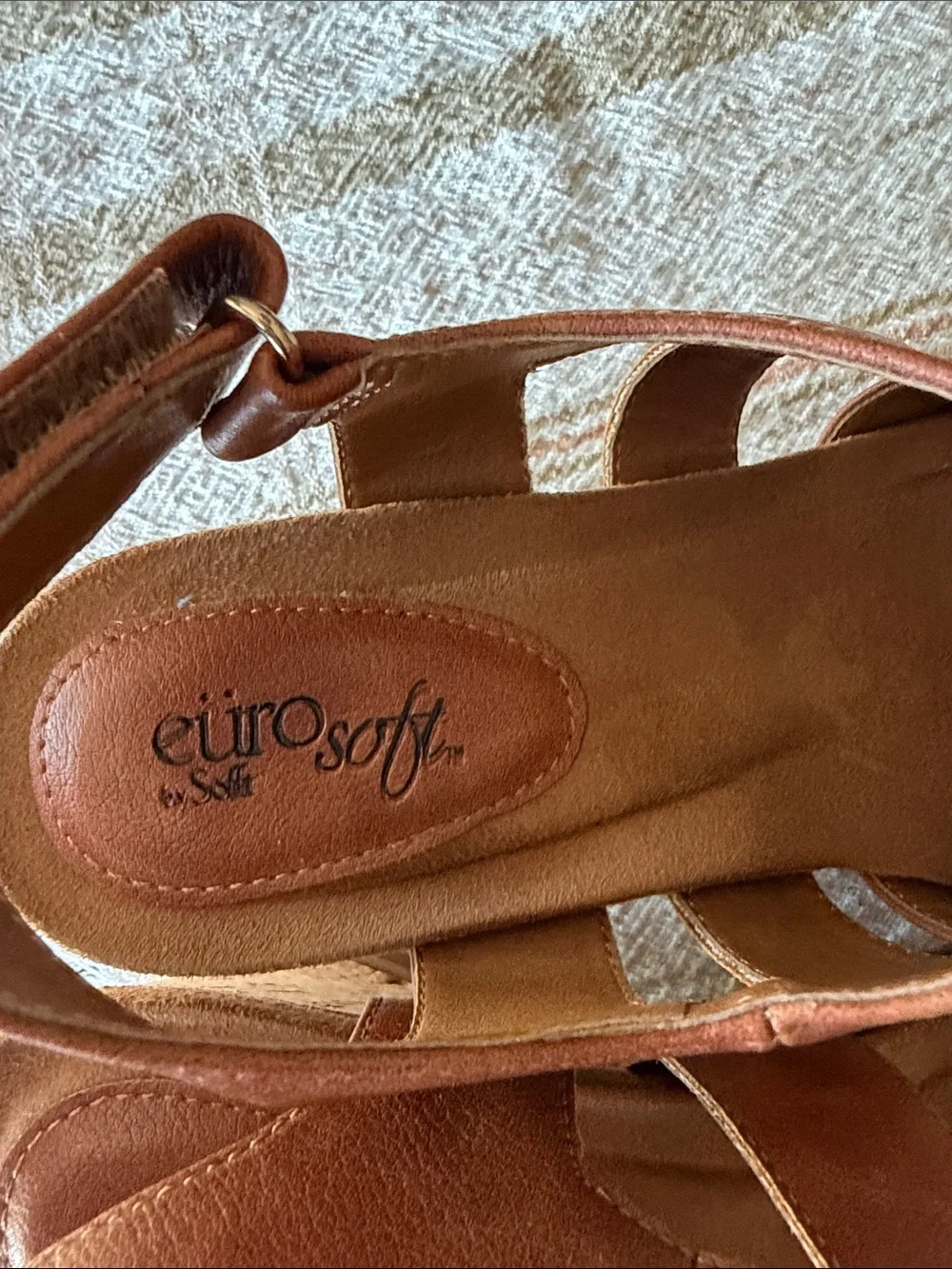 Women’s Tan Strappy Comfort Sandals with Cork Wedge